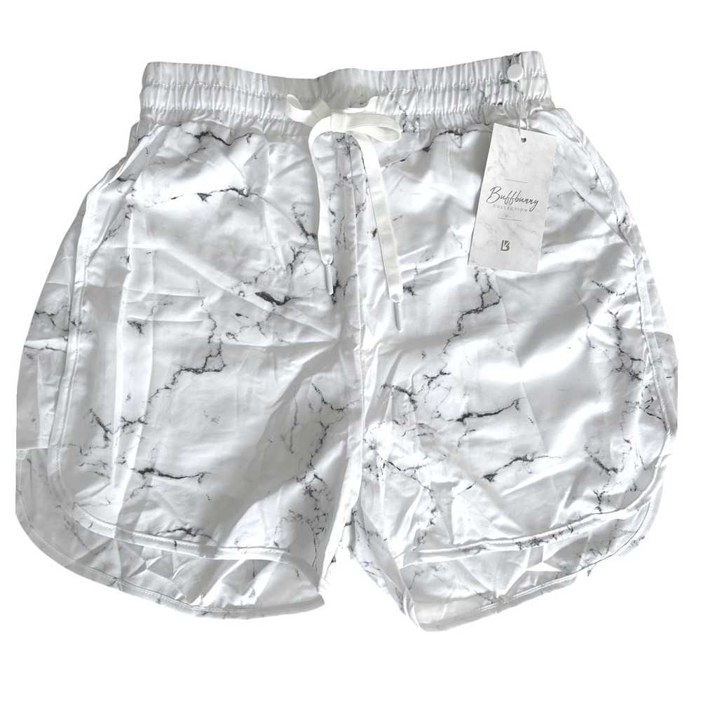 Buff Bunny‎ Collection Marble Print Athletic Shorts Womens XS White  Drawstring